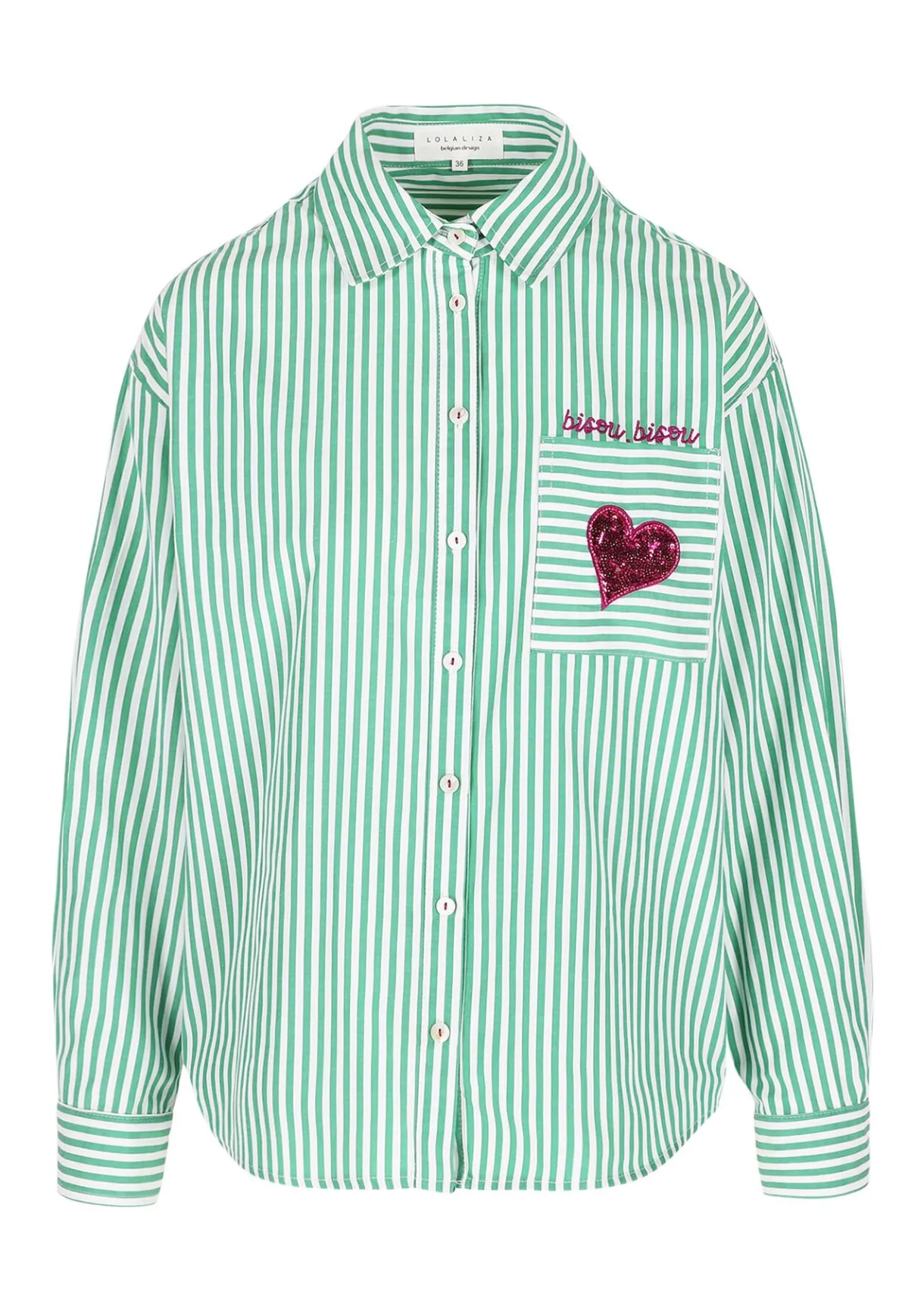 LolaLiza Gestreept hemd met hartdetail- Blouses En Hemden