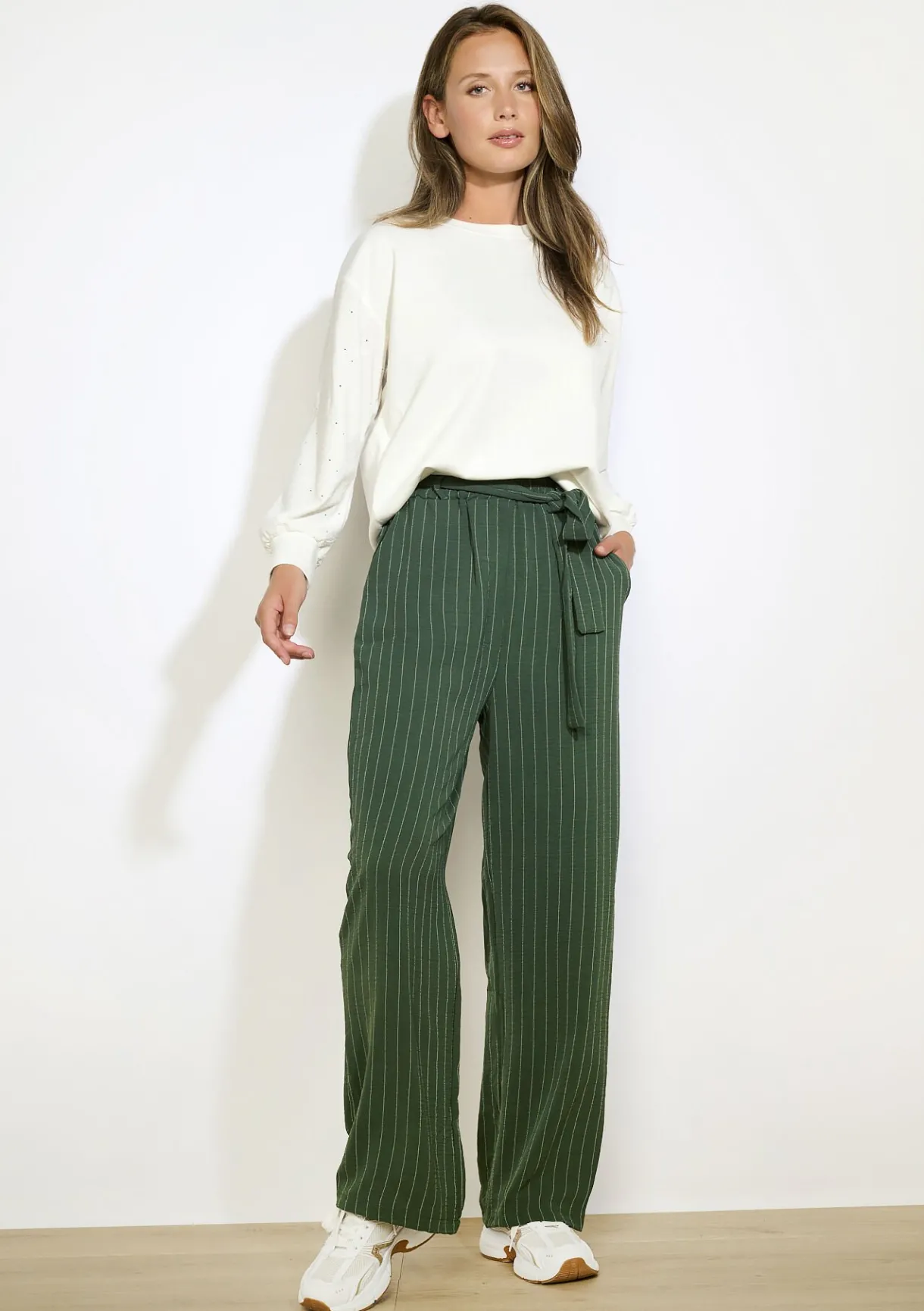 LolaLiza Gestreepte broek met hoge taille- Broeken
