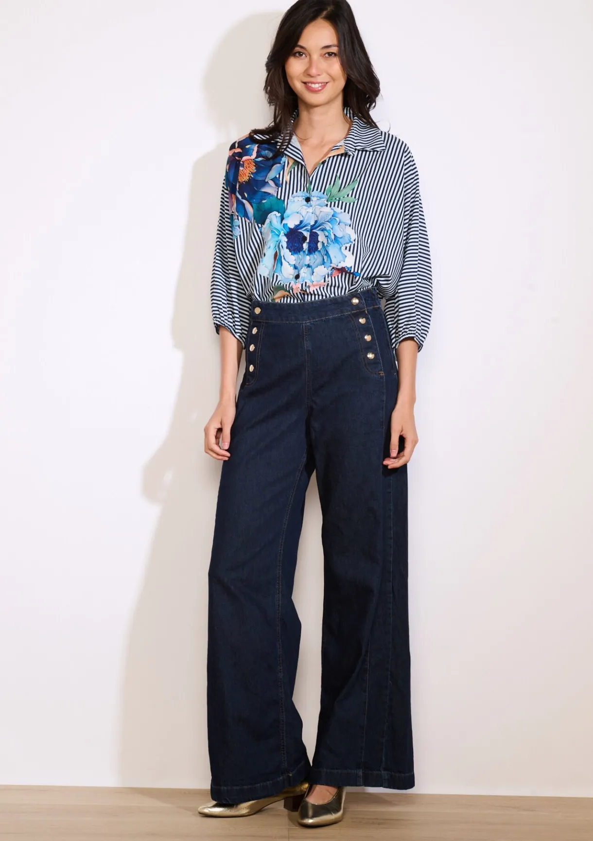 LolaLiza Wijde jeans met hoge taille- Jeans